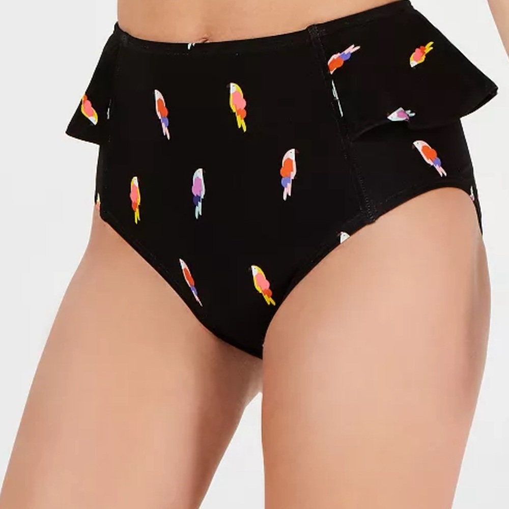 Kate Spade Peplum Bikini Bottom in “Flock Party” Print